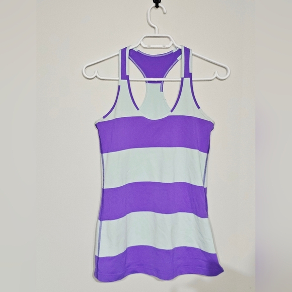 Lululemon Cool Racerback A Bold Stripe Power Purple Size 6-8 - Picture 4 of 6